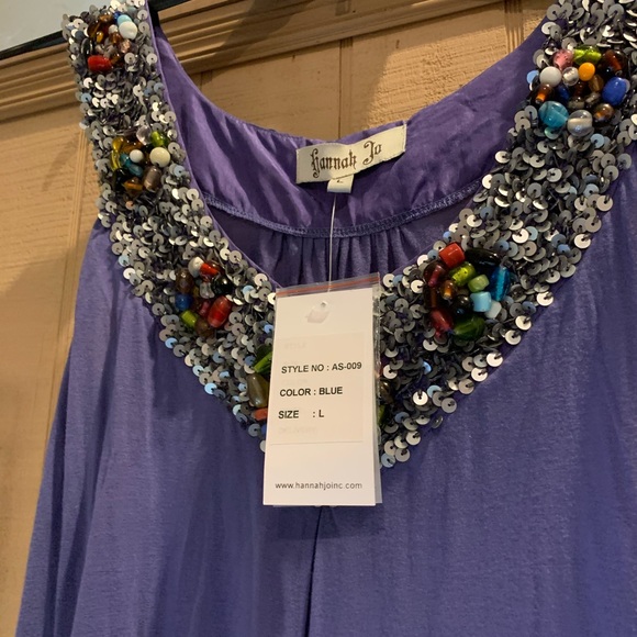 Hannah Jo Beautiful Sleeveless Embellished Top Lrg - Picture 6 of 12